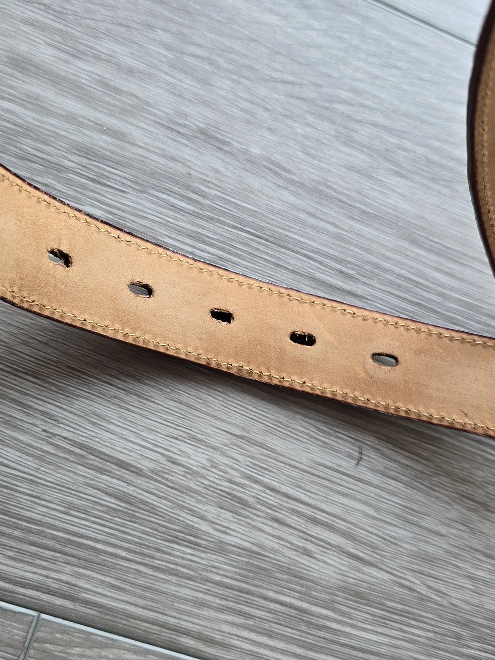 Genuine Alligator Belt Mens 36 Cognac Tan Brass Buckle Nylon Stitched Exotic